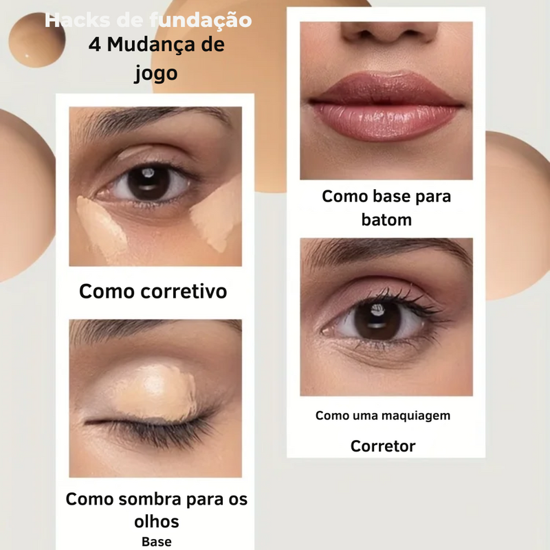 Base MLSMILE 3 em 1 para controle de oleosidade e corretivo, cobertura total, longa duração