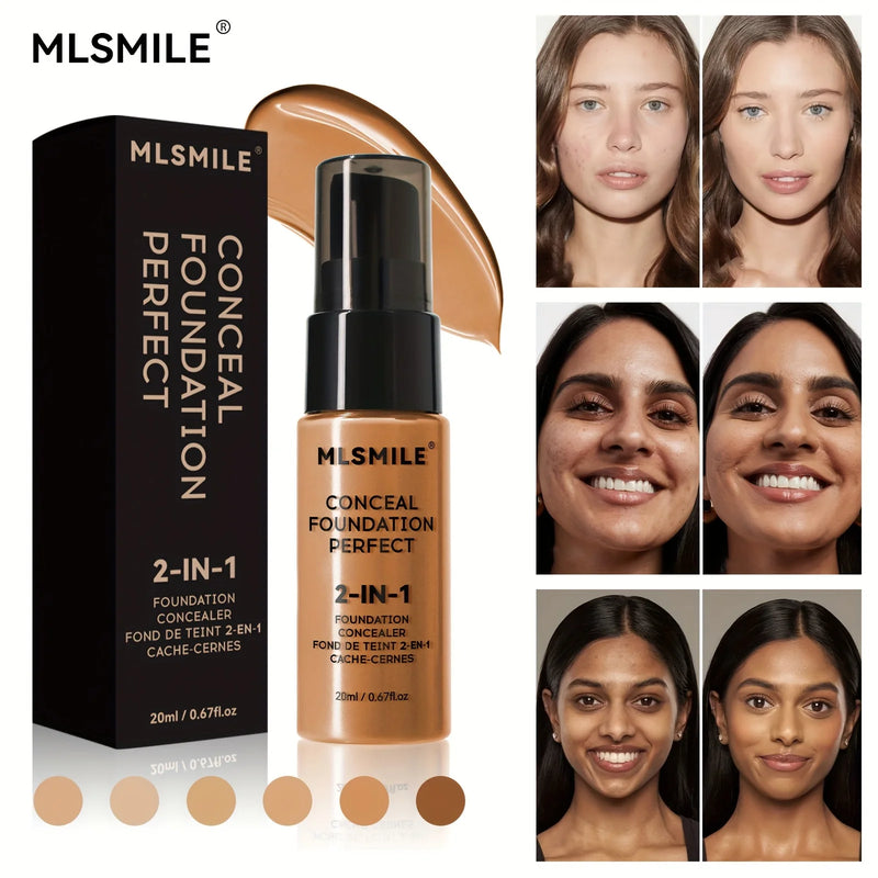 Base MLSMILE 3 em 1 para controle de oleosidade e corretivo, cobertura total, longa duração
