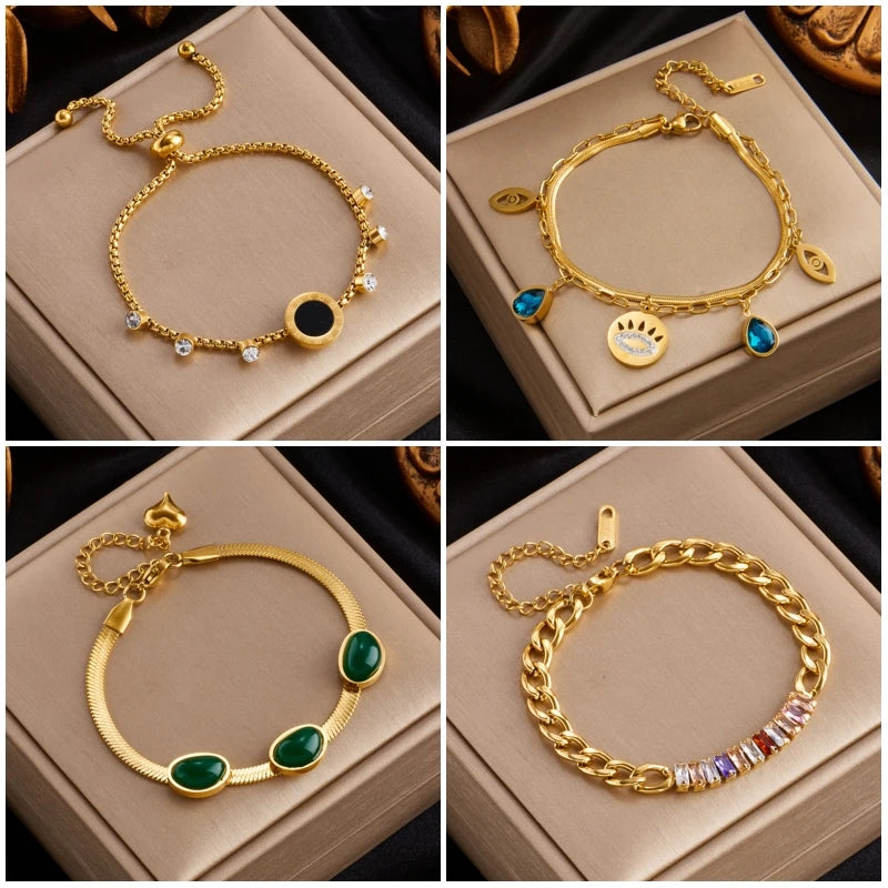 Pulseira Feminina Luxo com Banho de Ouro 18K – Design Moderno e Charmoso | Tendência 2025 Luxaea